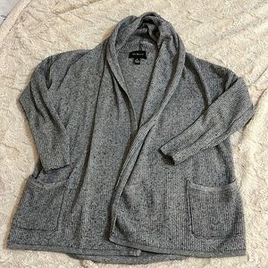 McDuff Cashmere Blend Gray Front Pockets Open Front Hooded Long Sweater Size M